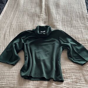 Dark hunter Green Turtleneck top with detailed sleeves